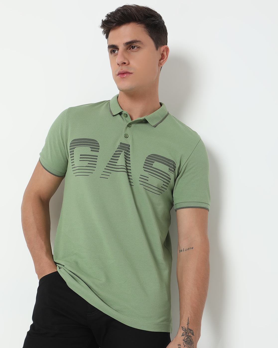 Regular Fit Printed Polo T-Shirt with Short Sleeve