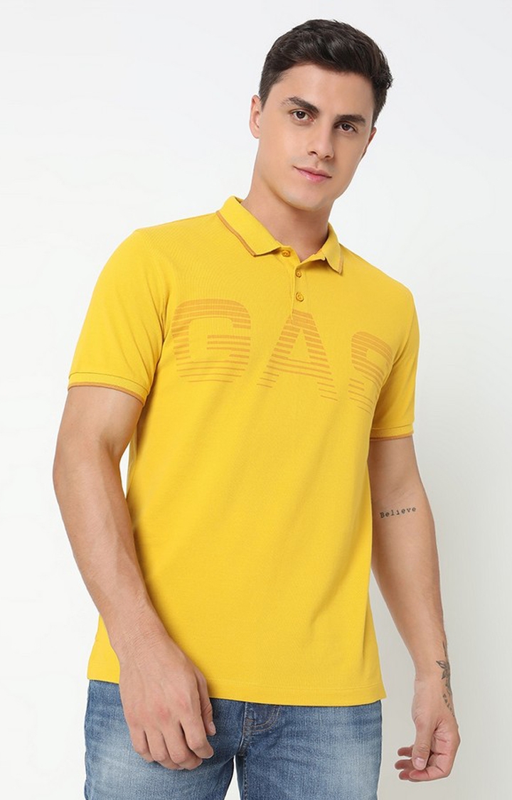 GAS | Regular Fit Printed Polo T-Shirt with Short Sleeve