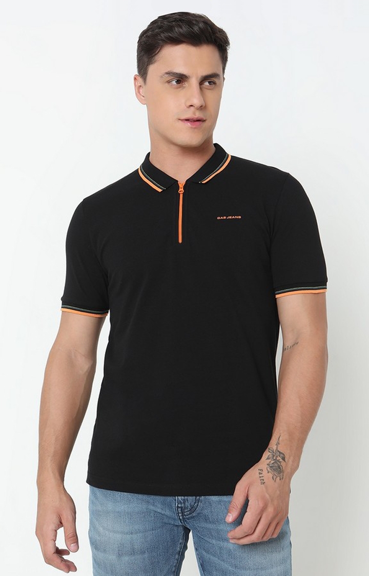 GAS | Regular Fit Solid Polo T-Shirt with Short Sleeve