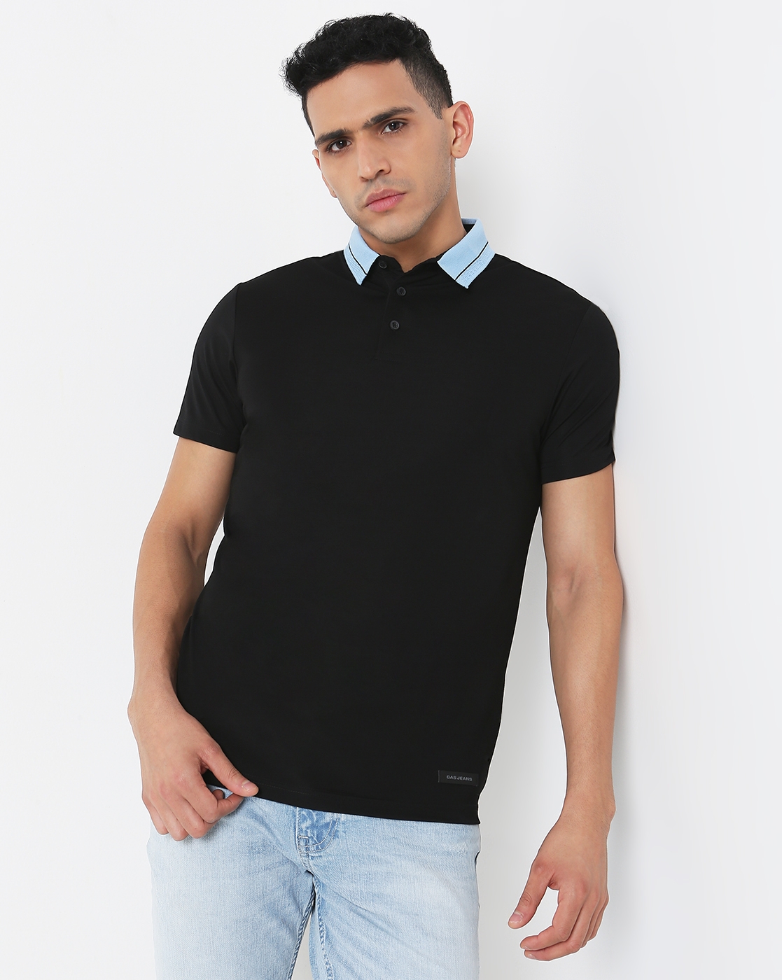 Slim Fit Solid Polo T-Shirt with Short Sleeve