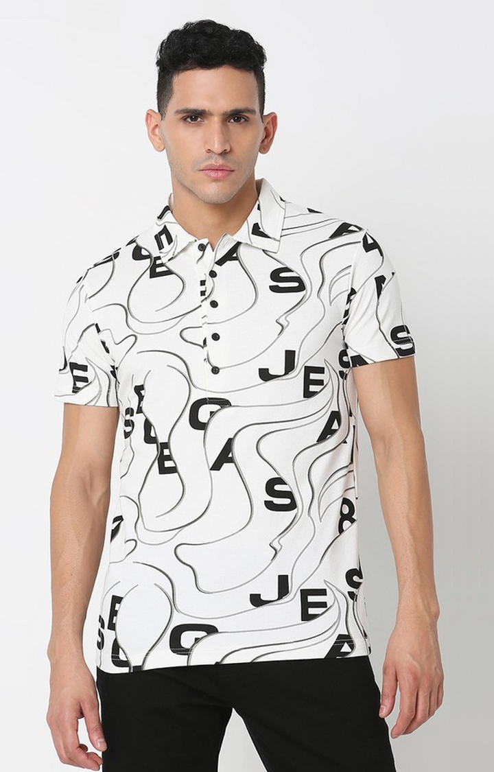 GAS | Slim Fit All Over Printed Polo T-Shirt with Short Sleeve