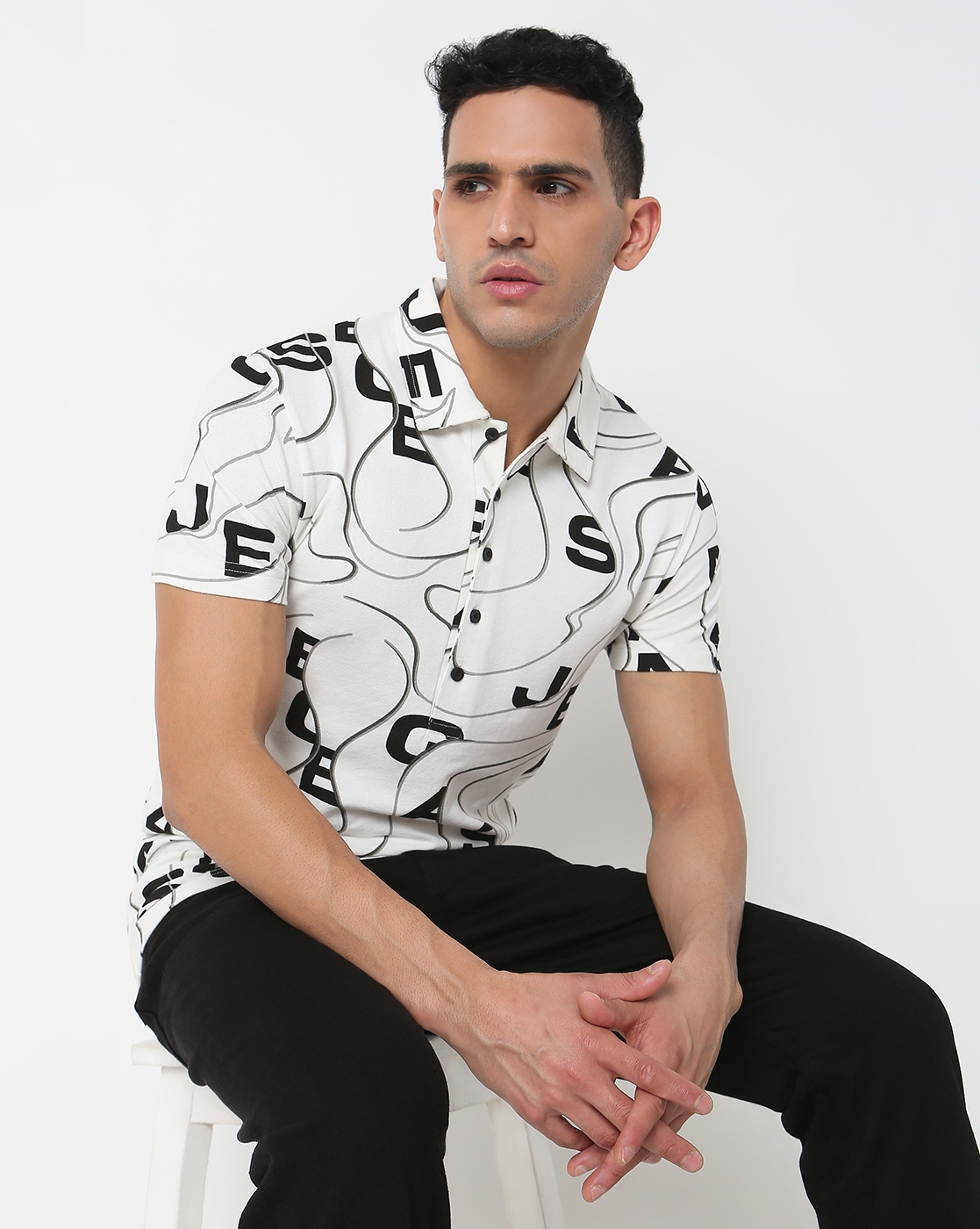 GAS | Slim Fit All Over Printed Polo T-Shirt with Short Sleeve