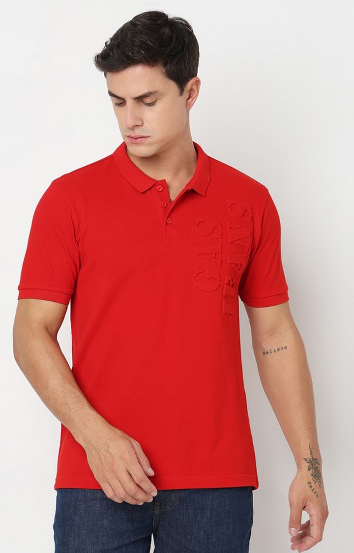 GAS | Regular Fit Embossed Polo T-Shirt with Short Sleeve