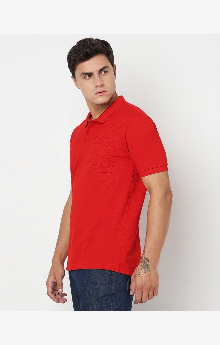 Regular Fit Embossed Polo T-Shirt with Short Sleeve