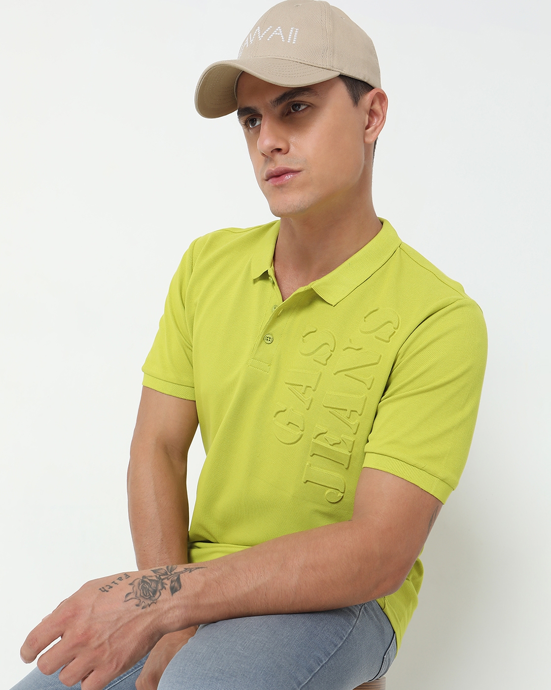 GAS | Regular Fit Embossed Polo T-Shirt with Short Sleeve