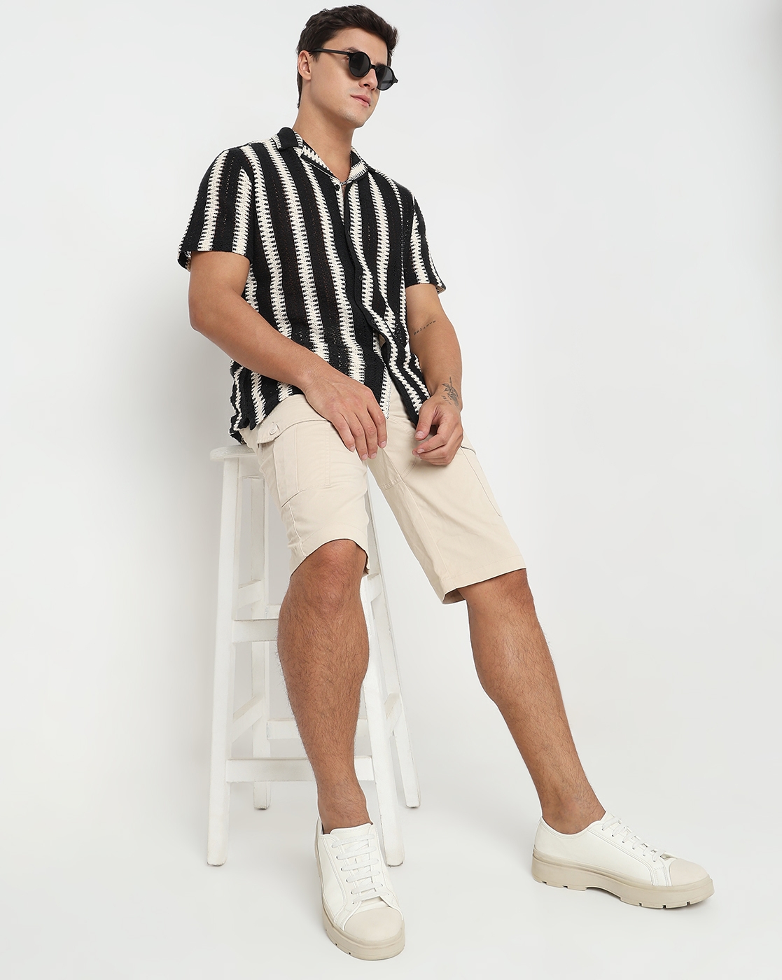 GAS | Regular Fit Striped Short Sleeve Shirt with Resort Collar