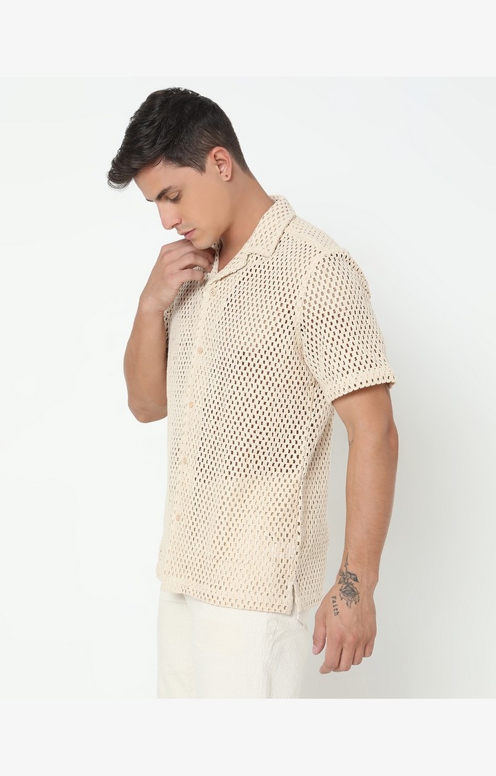 Regular Fit Solid Short Sleeve Shirt with Resort Collar