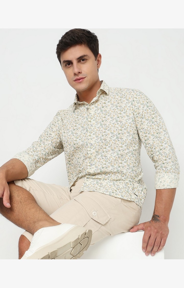 Regular Fit Printed Full Sleeve Shirt with Classic Collar