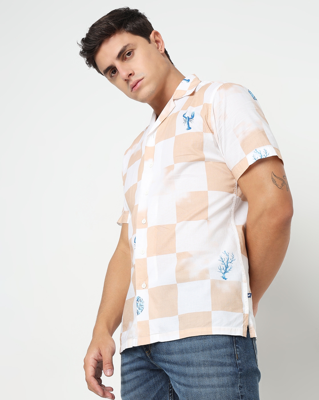 GAS | Regular Fit All Over Printed Short Sleeve Shirt with Resort Collar