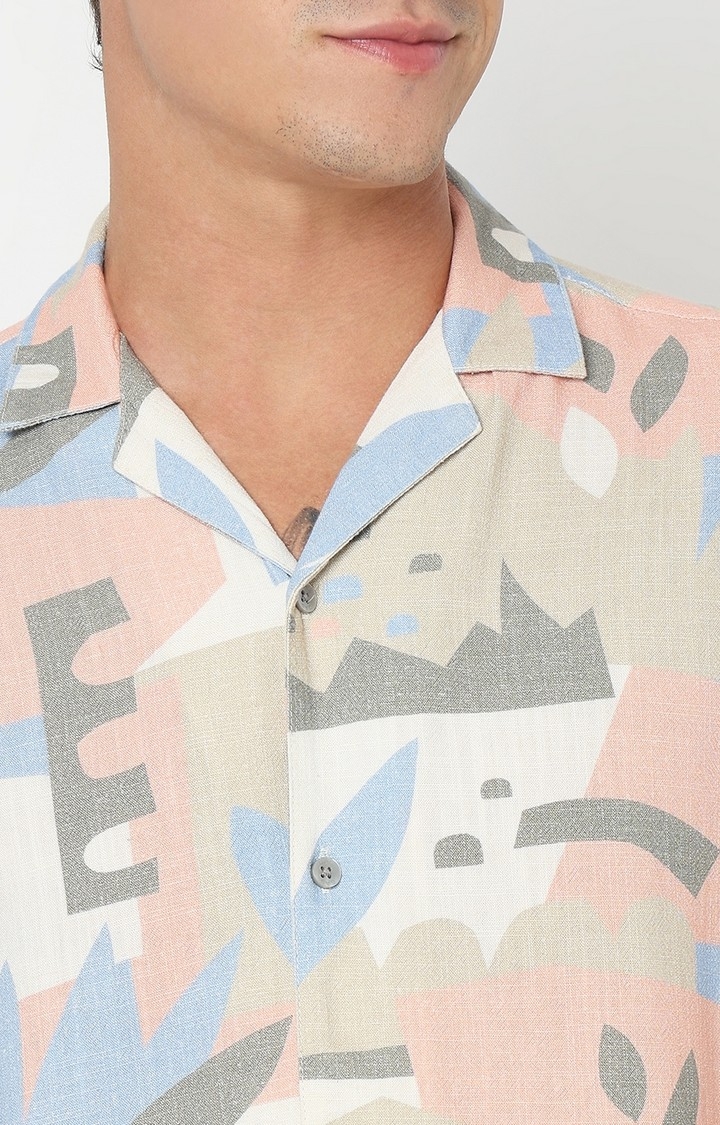 Regular Fit All Over Printed Short Sleeve Shirt with Classic Collar