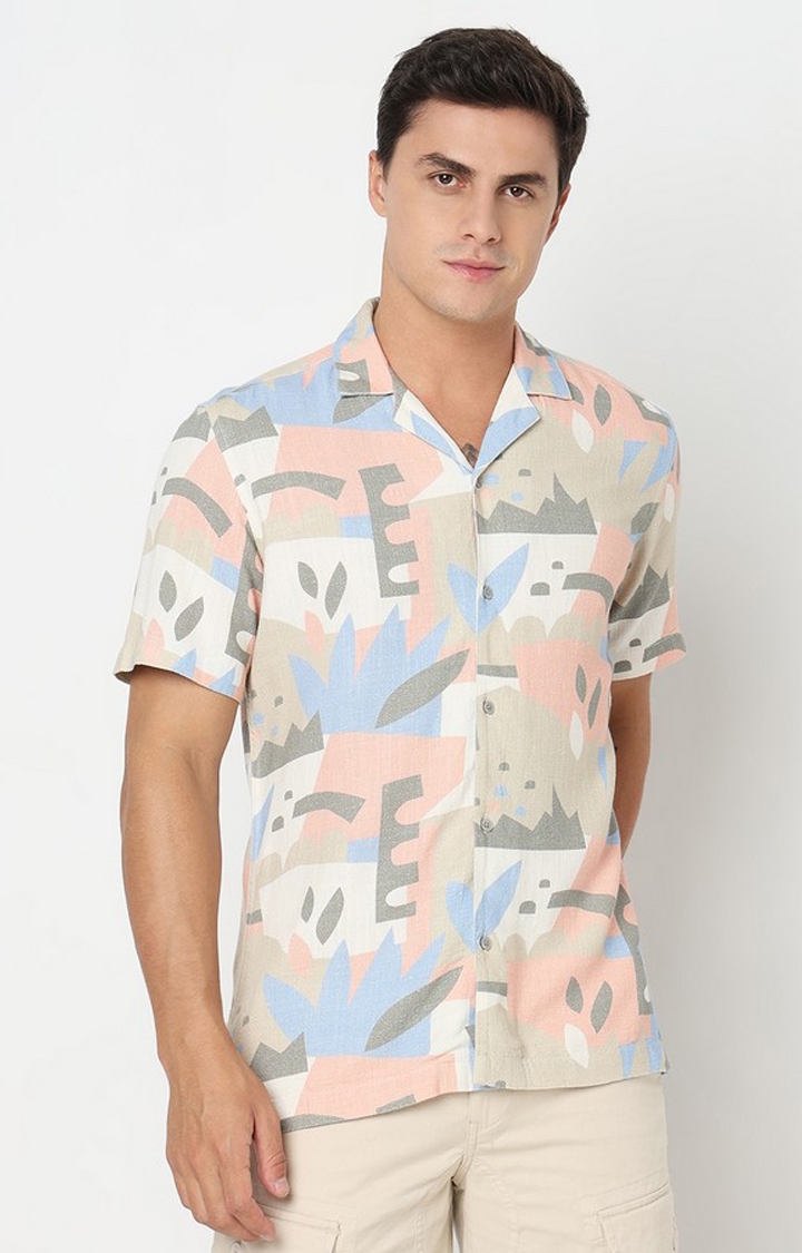 GAS | Regular Fit All Over Printed Short Sleeve Shirt with Classic Collar
