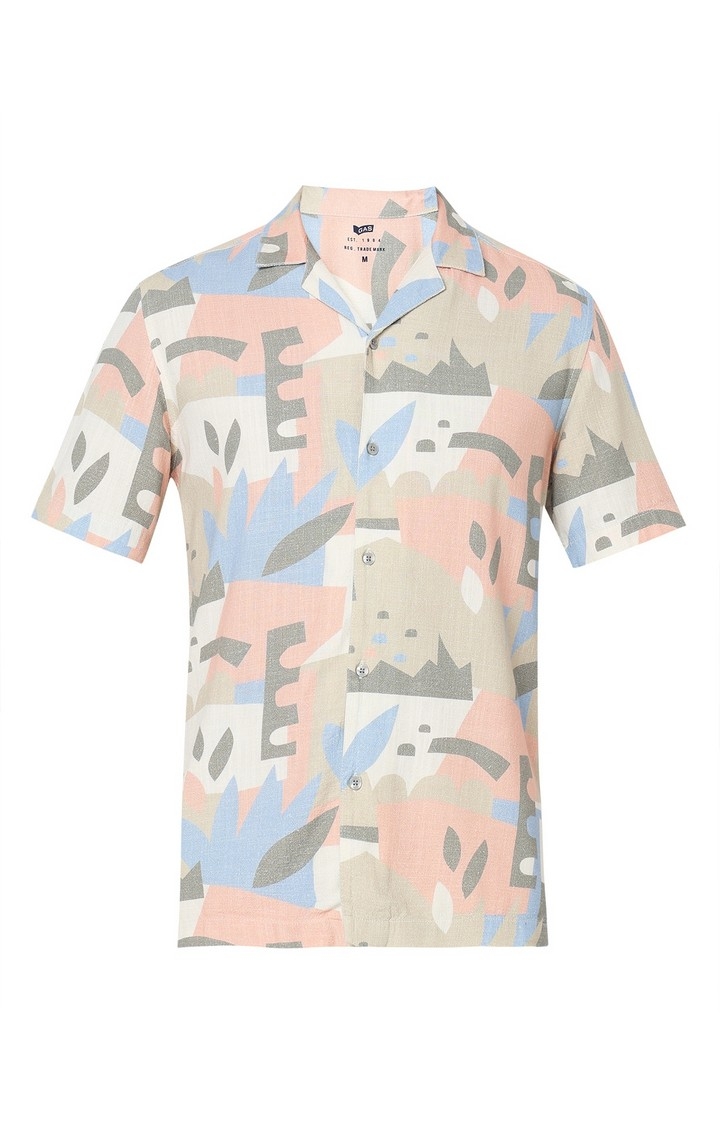 Regular Fit All Over Printed Short Sleeve Shirt with Classic Collar