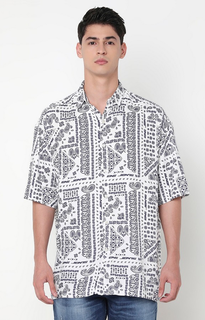 GAS | Boxy Fit All Over Printed Short Sleeve Shirt with Classic Collar