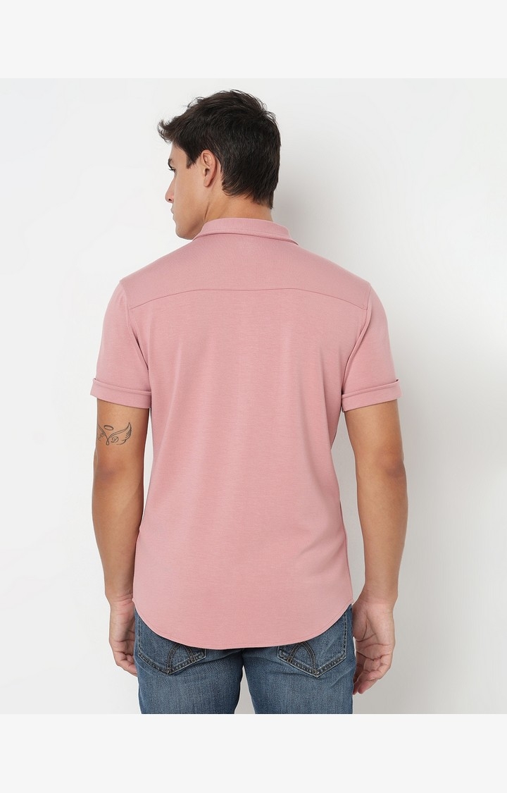 Slim Fit Solid Short Sleeve Shirt with Classic Collar