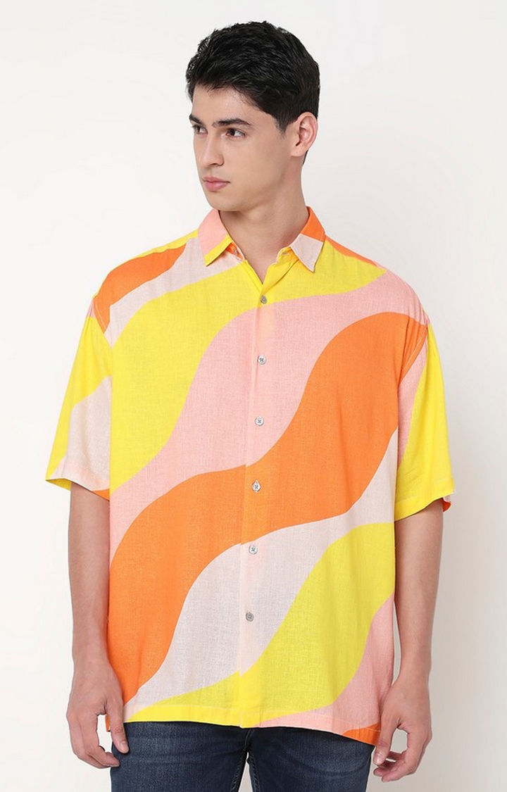 GAS | Boxy Fit All Over Printed Short Sleeve Shirt with Classic Collar
