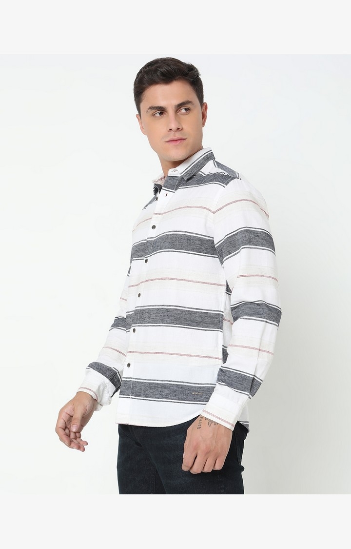 Regular Fit Striped Full Sleeve Shirt with Classic Collar