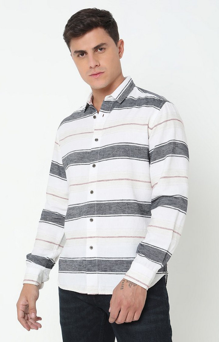 Regular Fit Striped Full Sleeve Shirt with Classic Collar