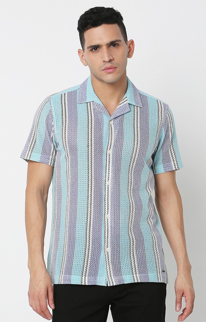 GAS | Regular Fit Striped Short Sleeve Shirt with Classic Collar