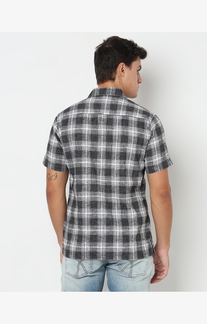 Regular Fit Checks Half Sleeve Shirt with Resort Collar