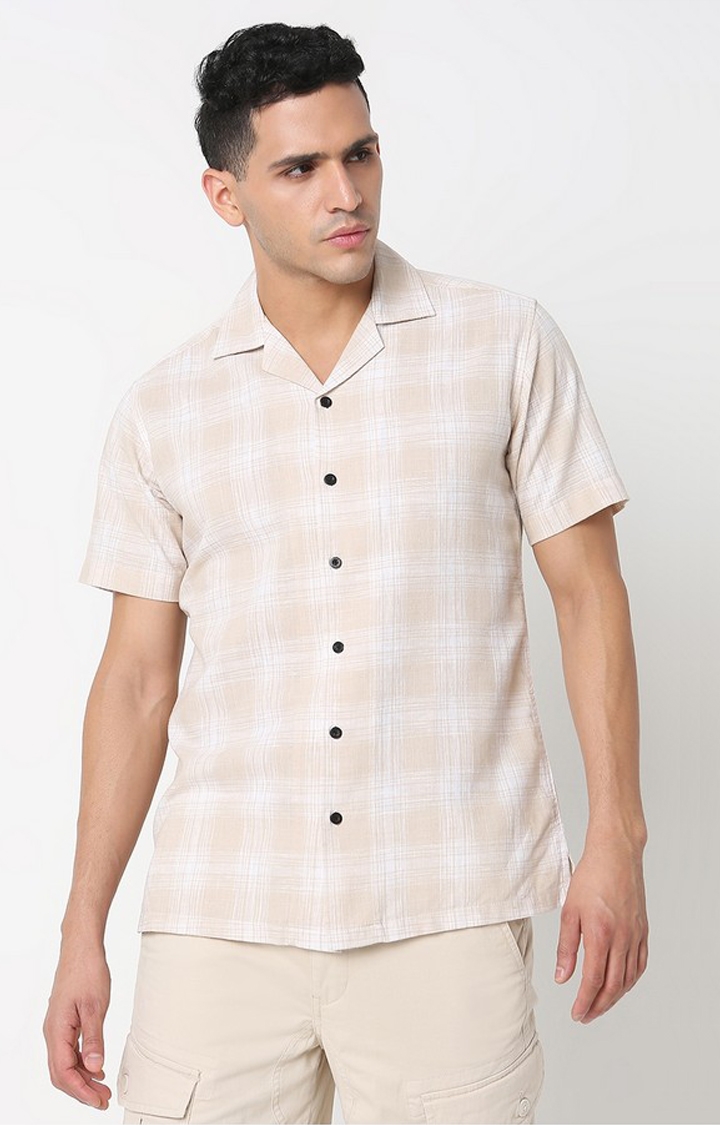 Regular Fit Checks Half Sleeve Shirt with Classic Collar