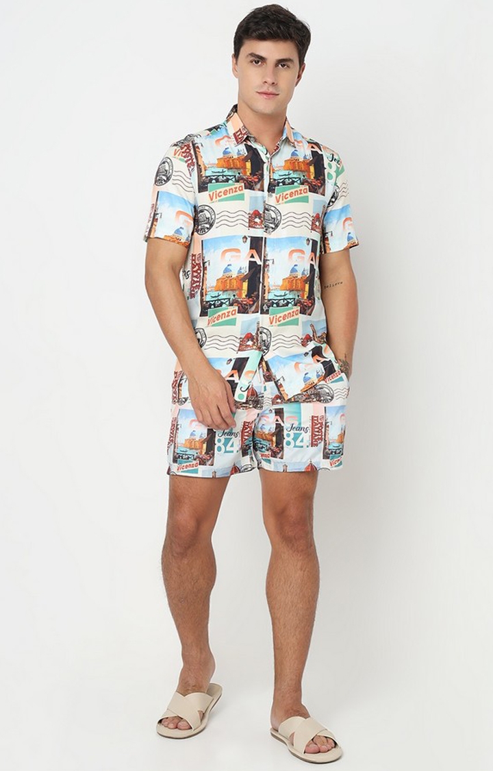 GAS | Straight Fit All Over Printed Polyester Shorts