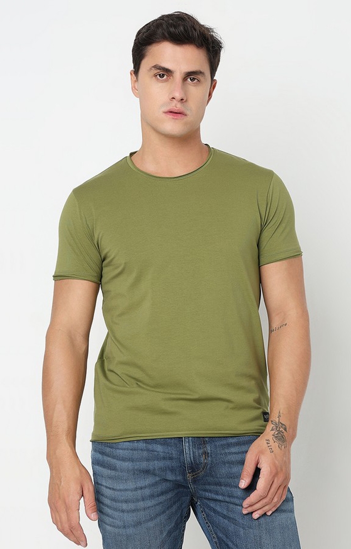 GAS | Slim Fit Solid Round Neck T-Shirt with Short Sleeve