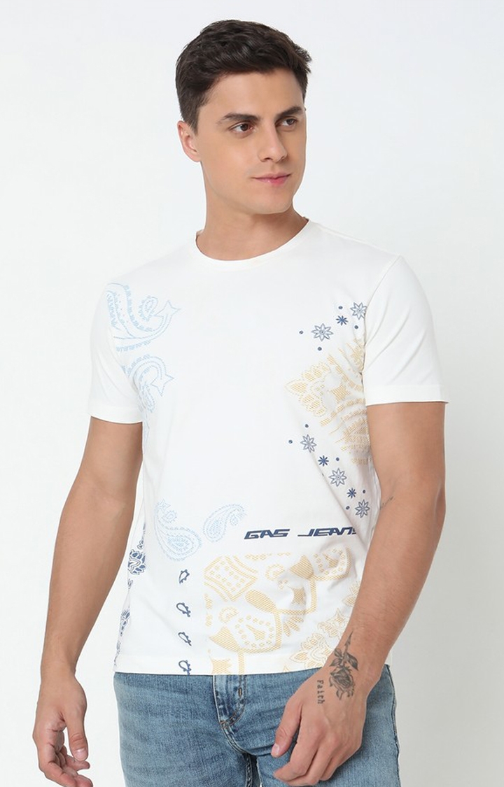 Regular Fit All Over Printed Round Neck T-Shirt with Short Sleeve