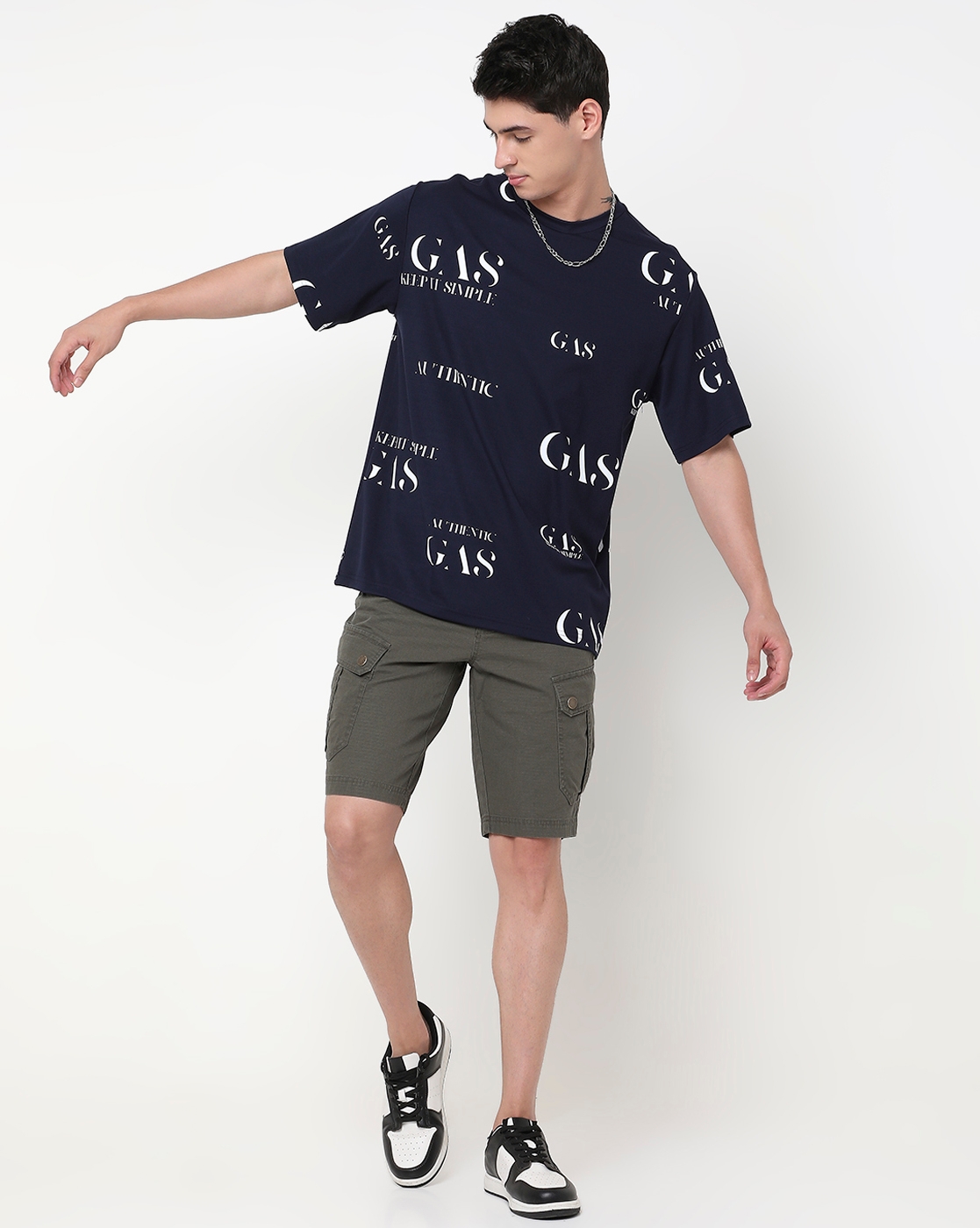 GAS | Boxy Fit All Over Printed Round Neck T-Shirt with Short Sleeve