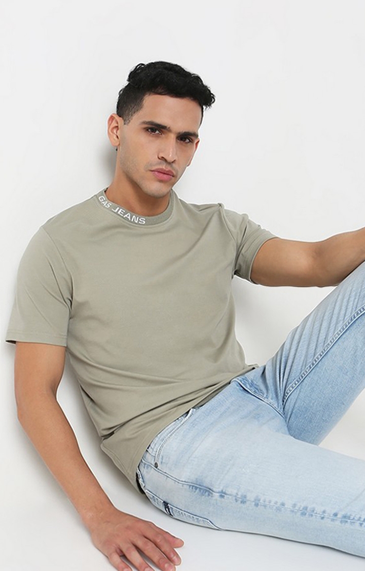 GAS | Regular Fit Solid Round Neck T-Shirt with Short Sleeve