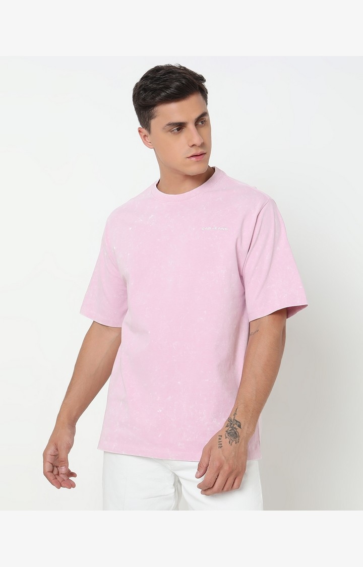 Boxy Fit Printed Round Neck T-Shirt with Short Sleeve