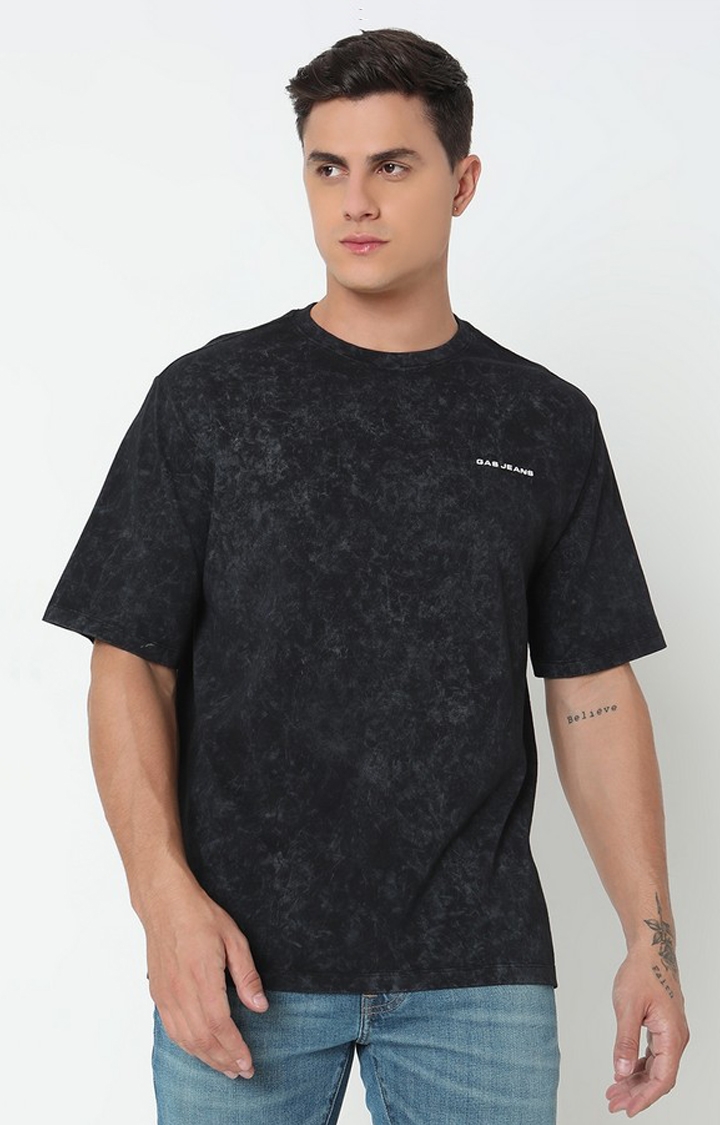 GAS | Boxy Fit Printed Round Neck T-Shirt with Short Sleeve