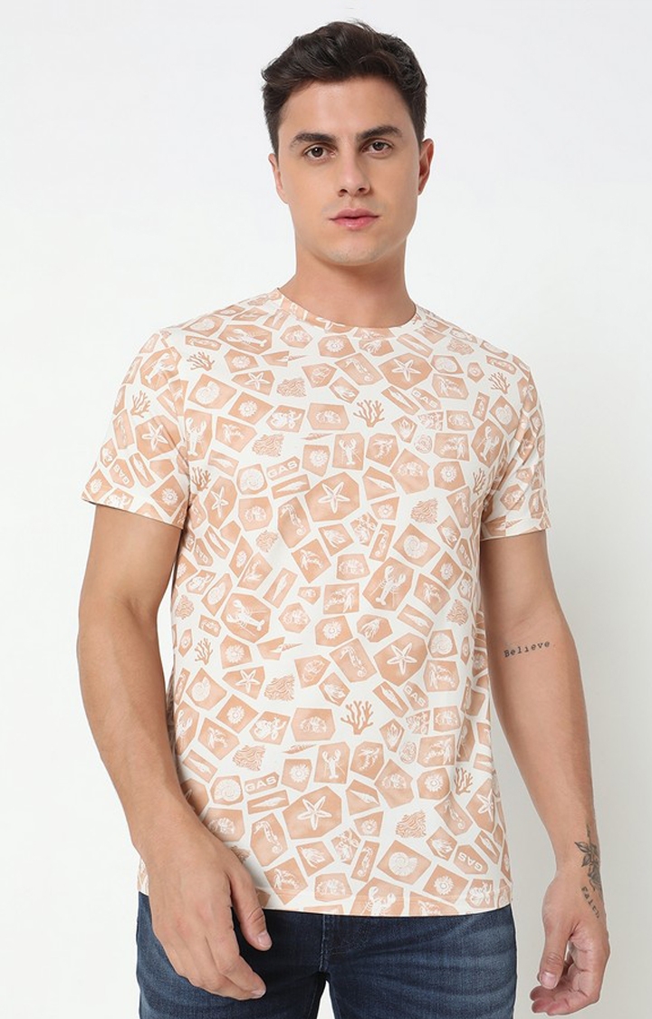 GAS | Boxy Fit All Over Printed Round Neck T-Shirt