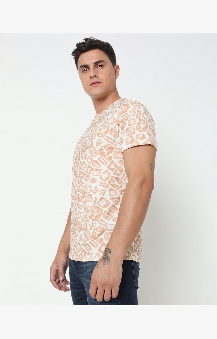 Boxy Fit All Over Printed Round Neck T-Shirt