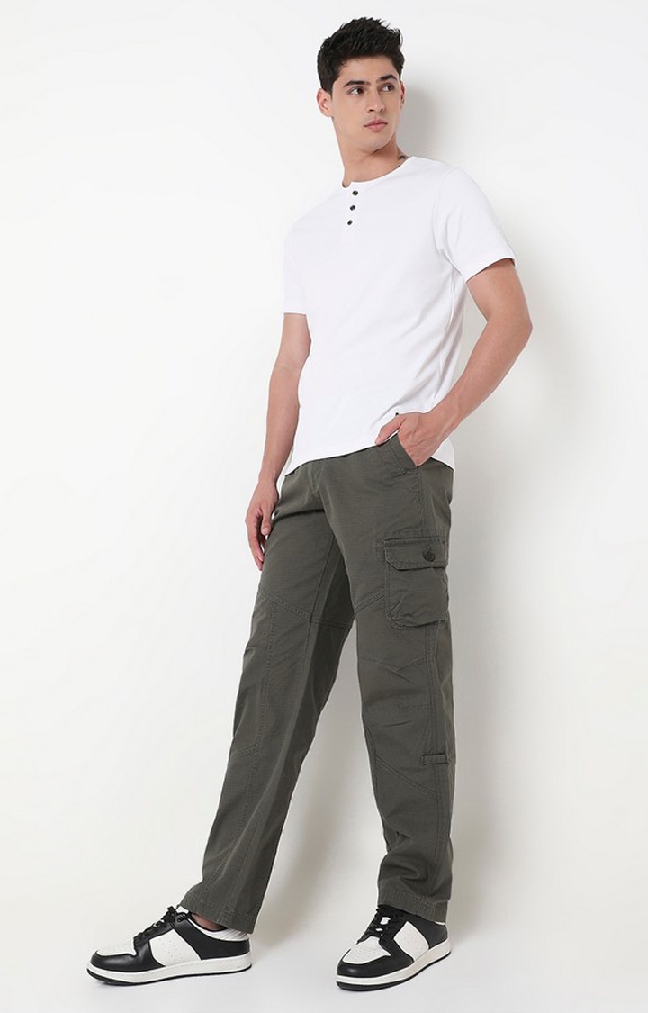 GAS | Slim Straight Fit Solid Cotton Trousers