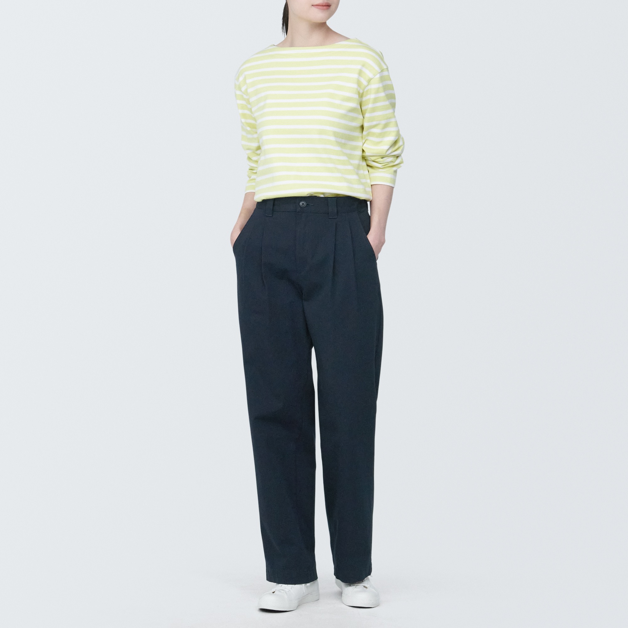 4-Way stretch chino Tucked wide pants