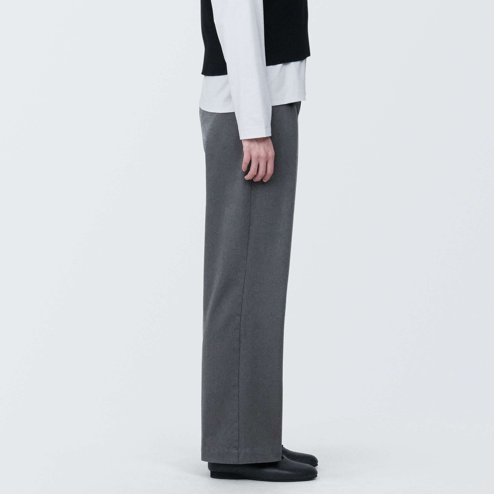 4-Way stretch chino Tucked wide pants