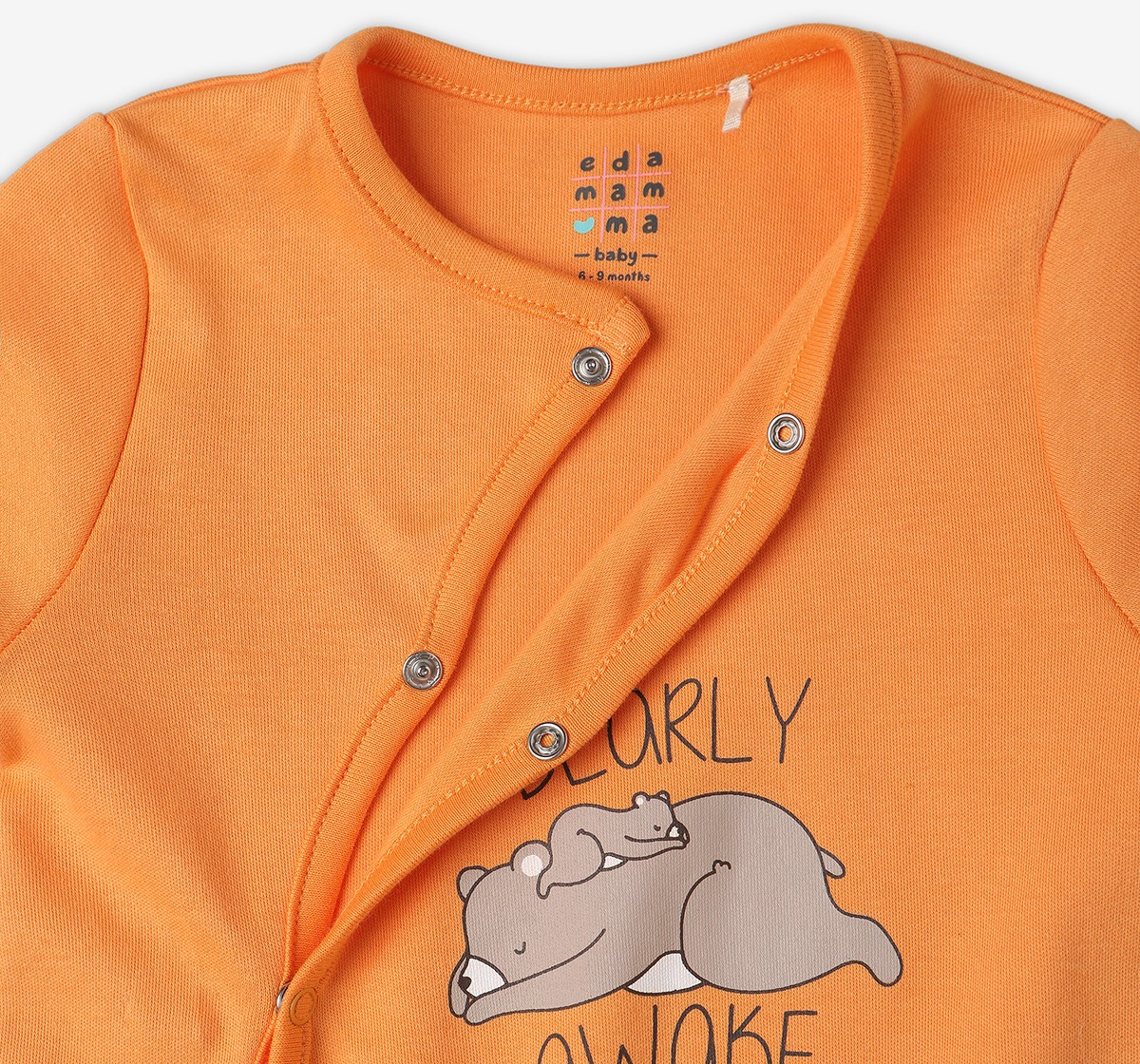 Infant Unisex Printed Organic Cotton Sleepsuit Set - Orange (Pack of 3)