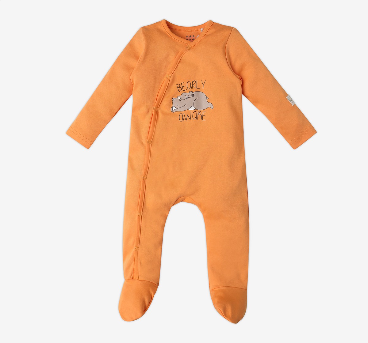 Infant Unisex Printed Organic Cotton Sleepsuit Set - Orange (Pack of 3)