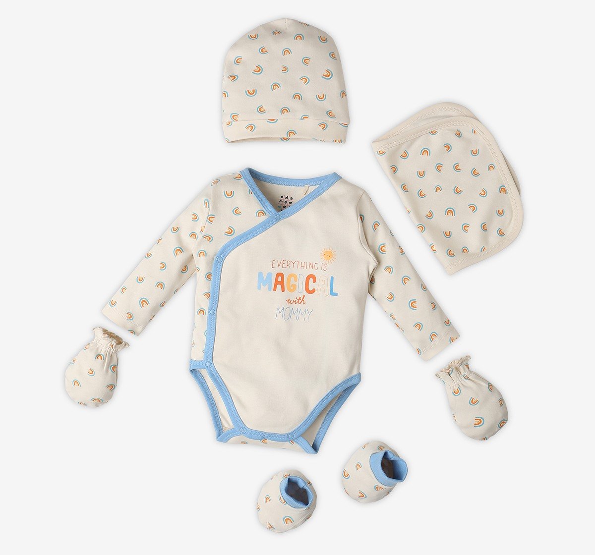 Infant Unisex Printed Organic Cotton Clothing Set - Multicolour (Pack of 7)