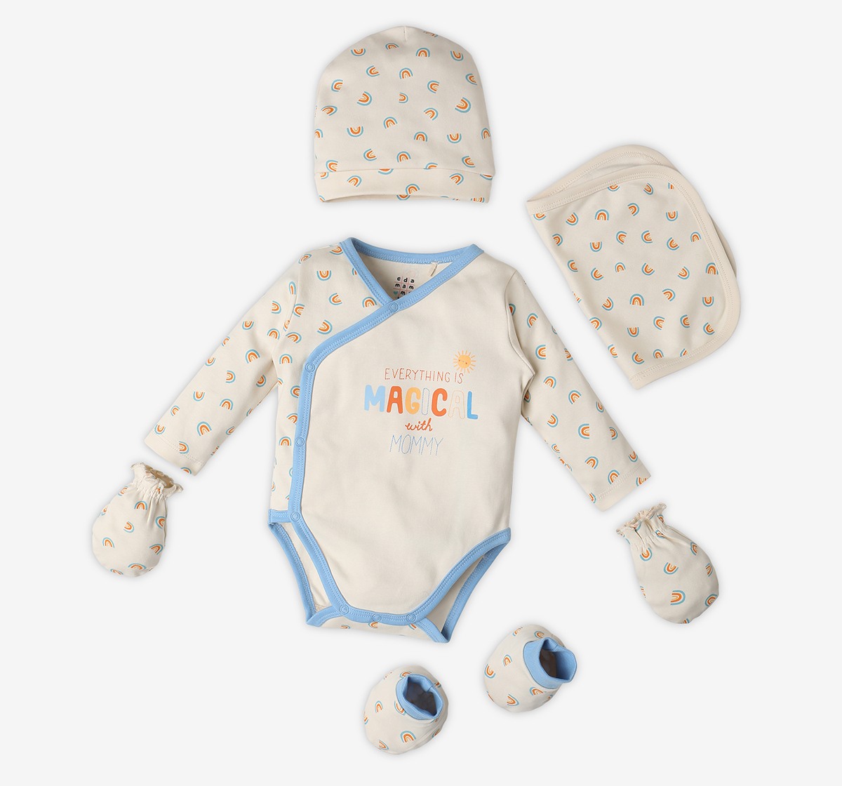 Infant Unisex Printed Organic Cotton Clothing Set - Multicolour (Pack of 7)