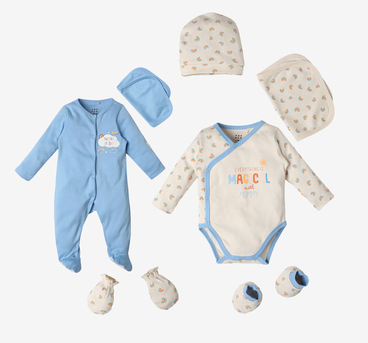 Infant Unisex Printed Organic Cotton Clothing Set - Multicolour (Pack of 7)