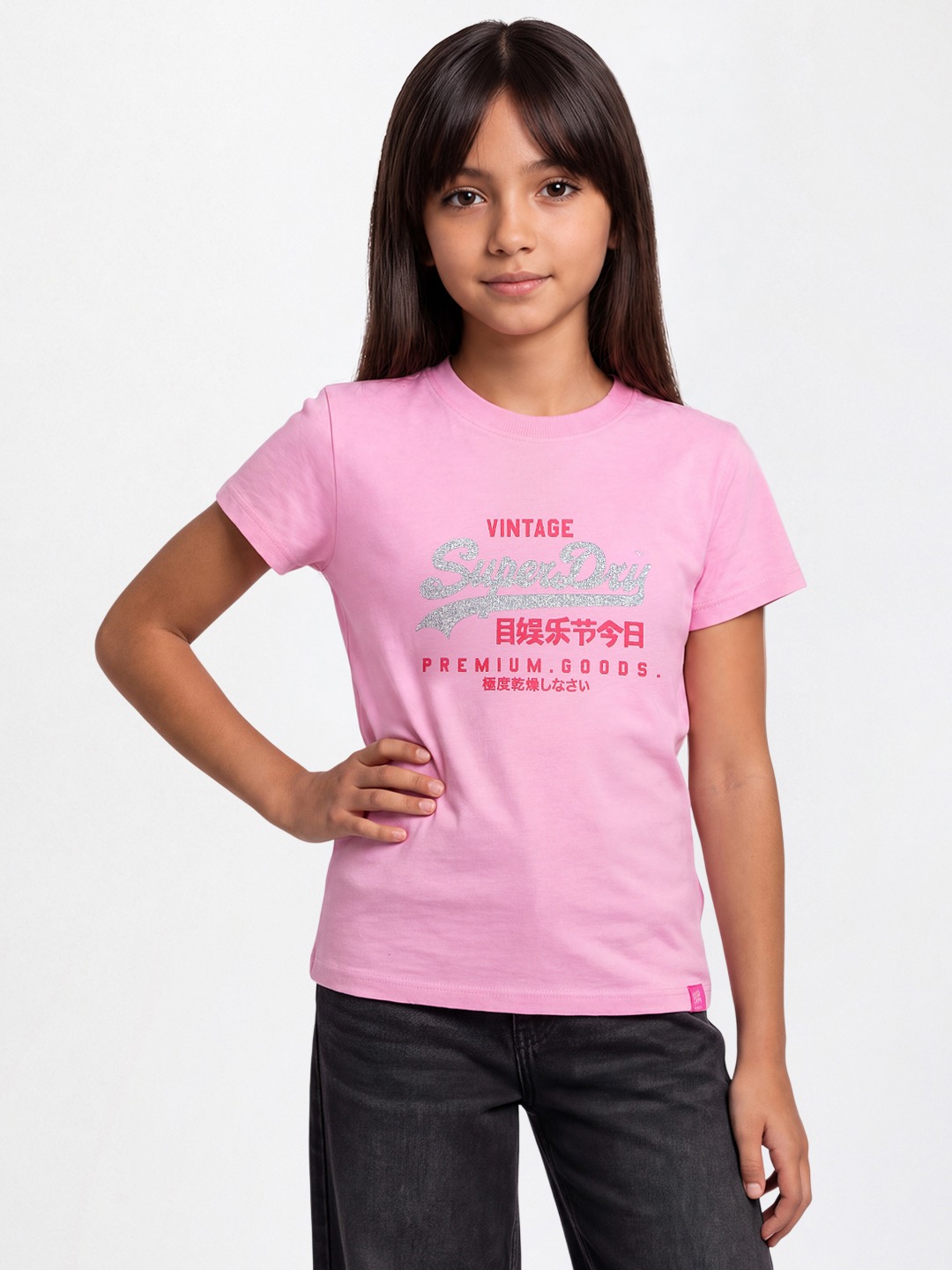 REAL GLITTER PRINT GIRLS T-SHIRT