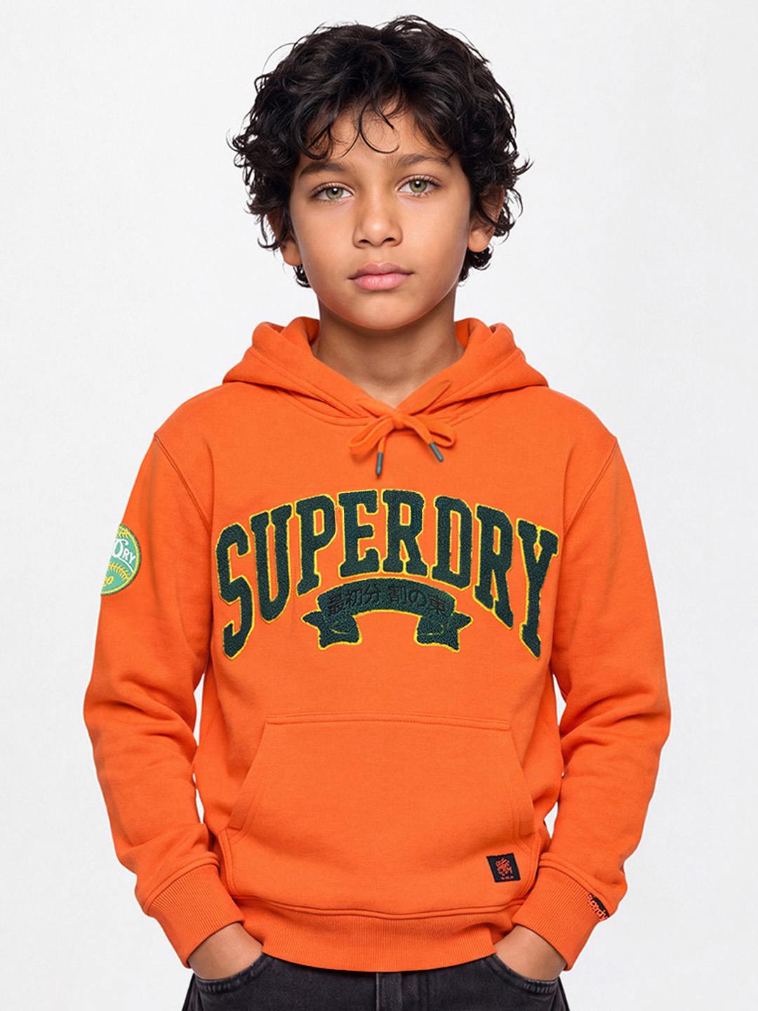 VARSITY BADGE EMBROIDERY BOYS HOODIE