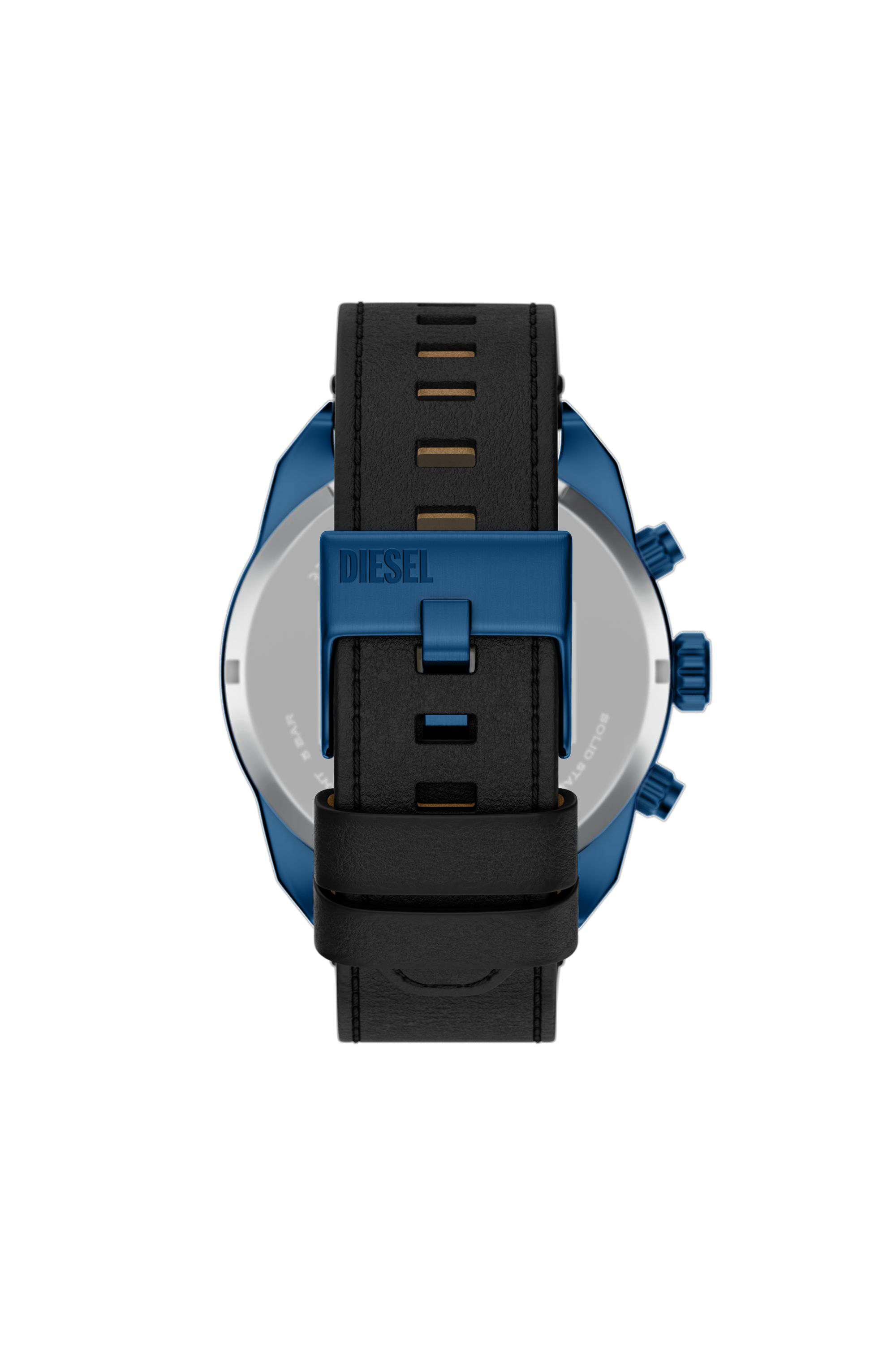 Spiked Chronograph Black Leather Watch