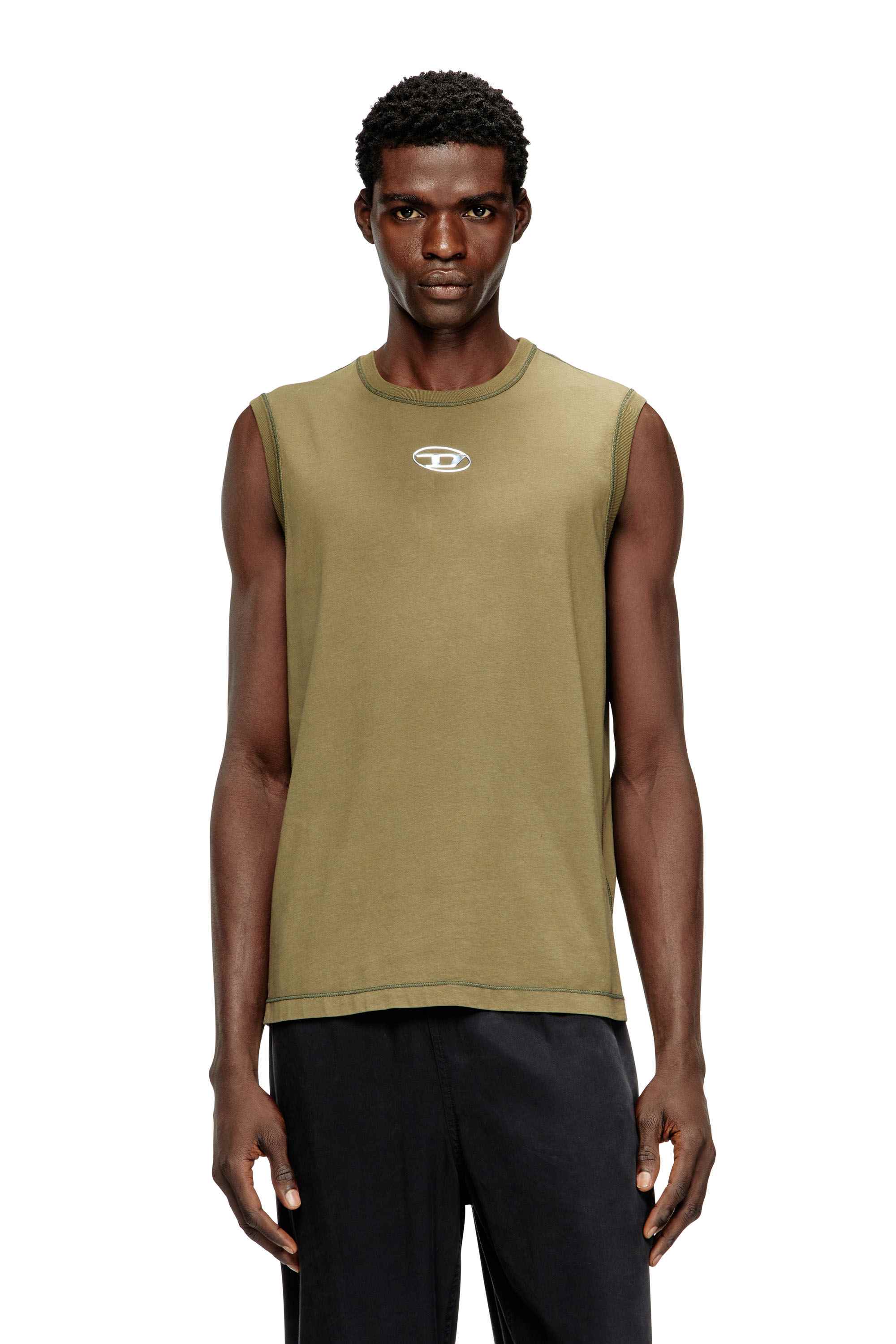 Cotton tank top with metallic Oval D