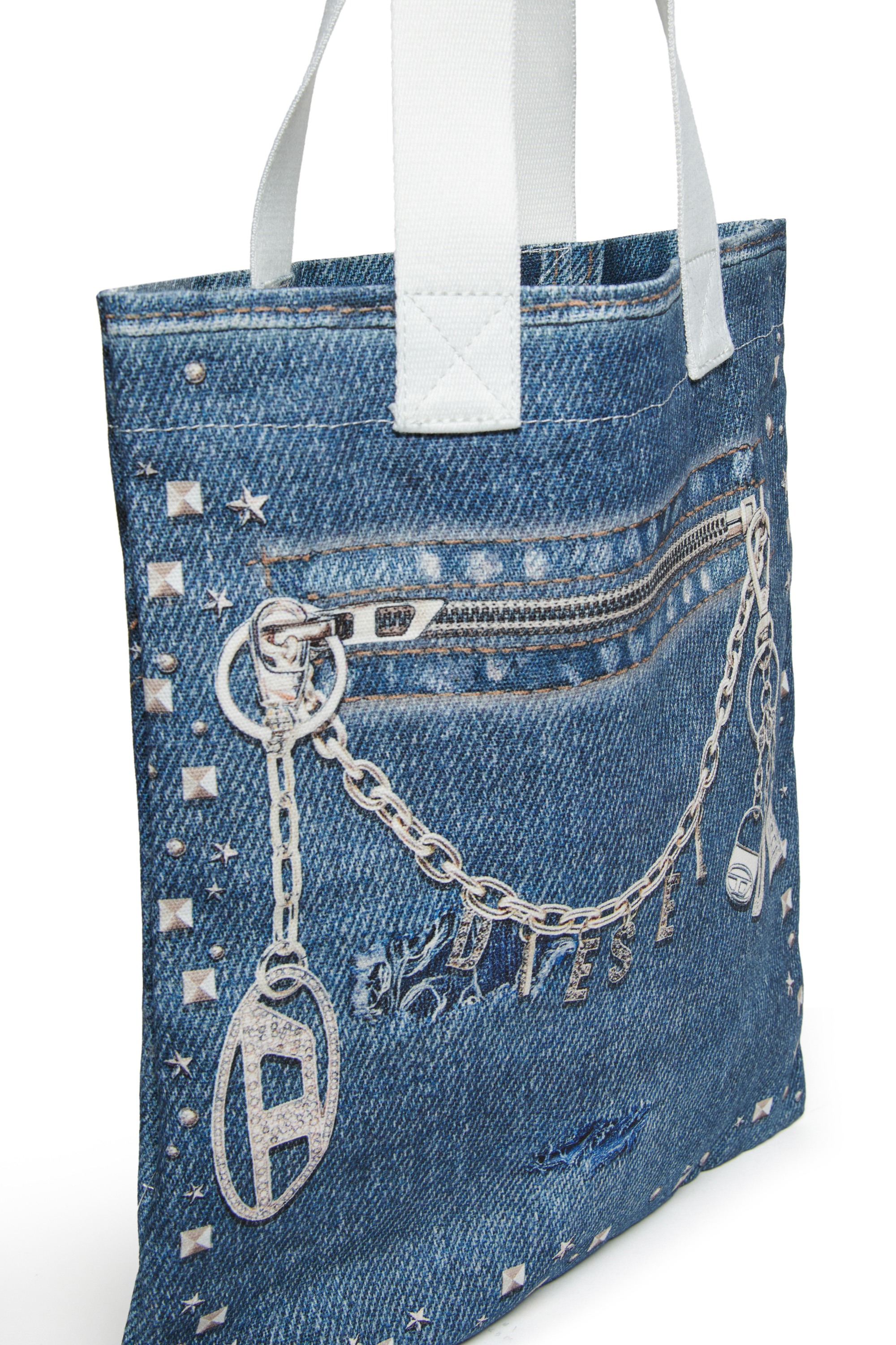 Blue WRISY-Fabric bag with studs and prints