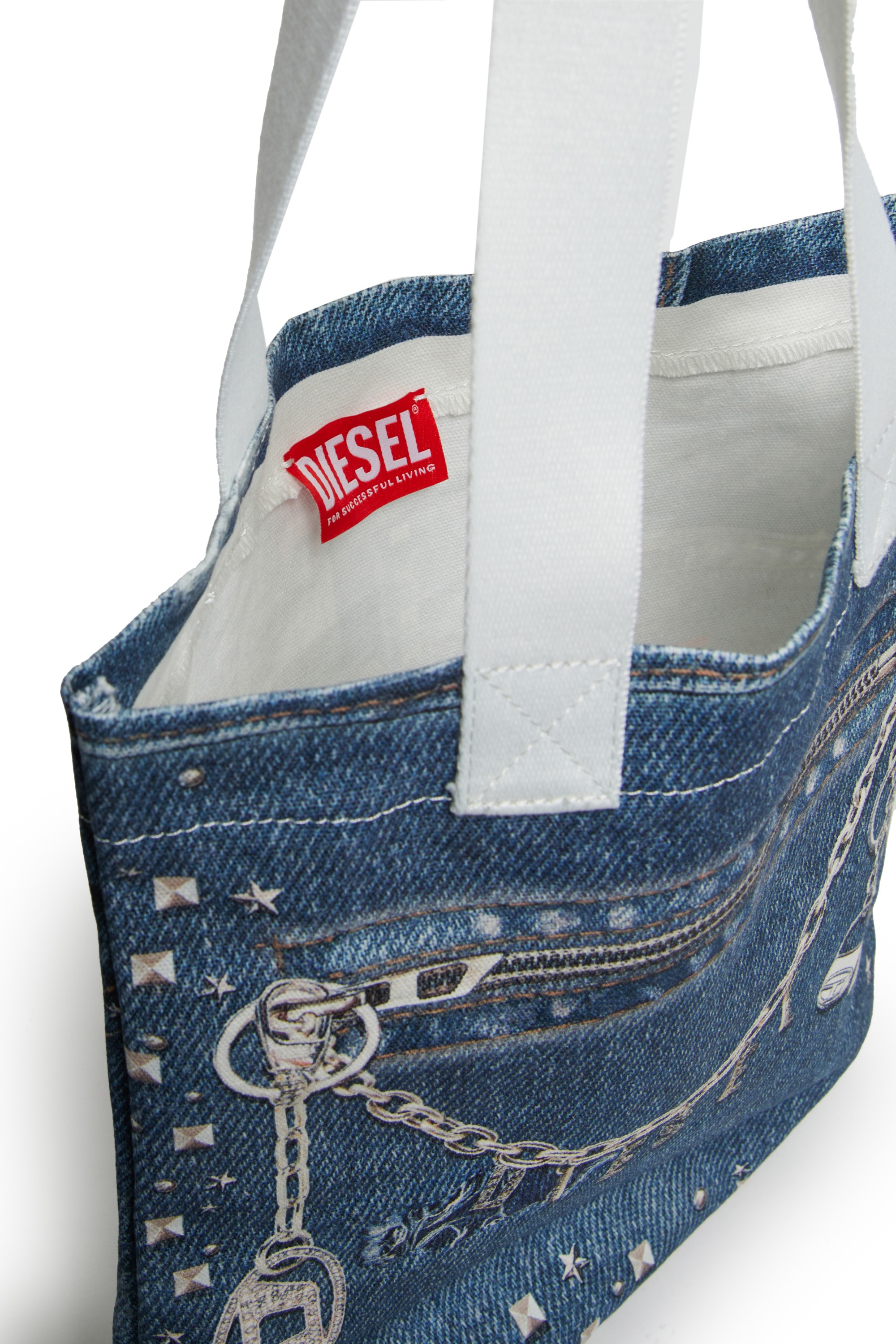 Blue WRISY-Fabric bag with studs and prints