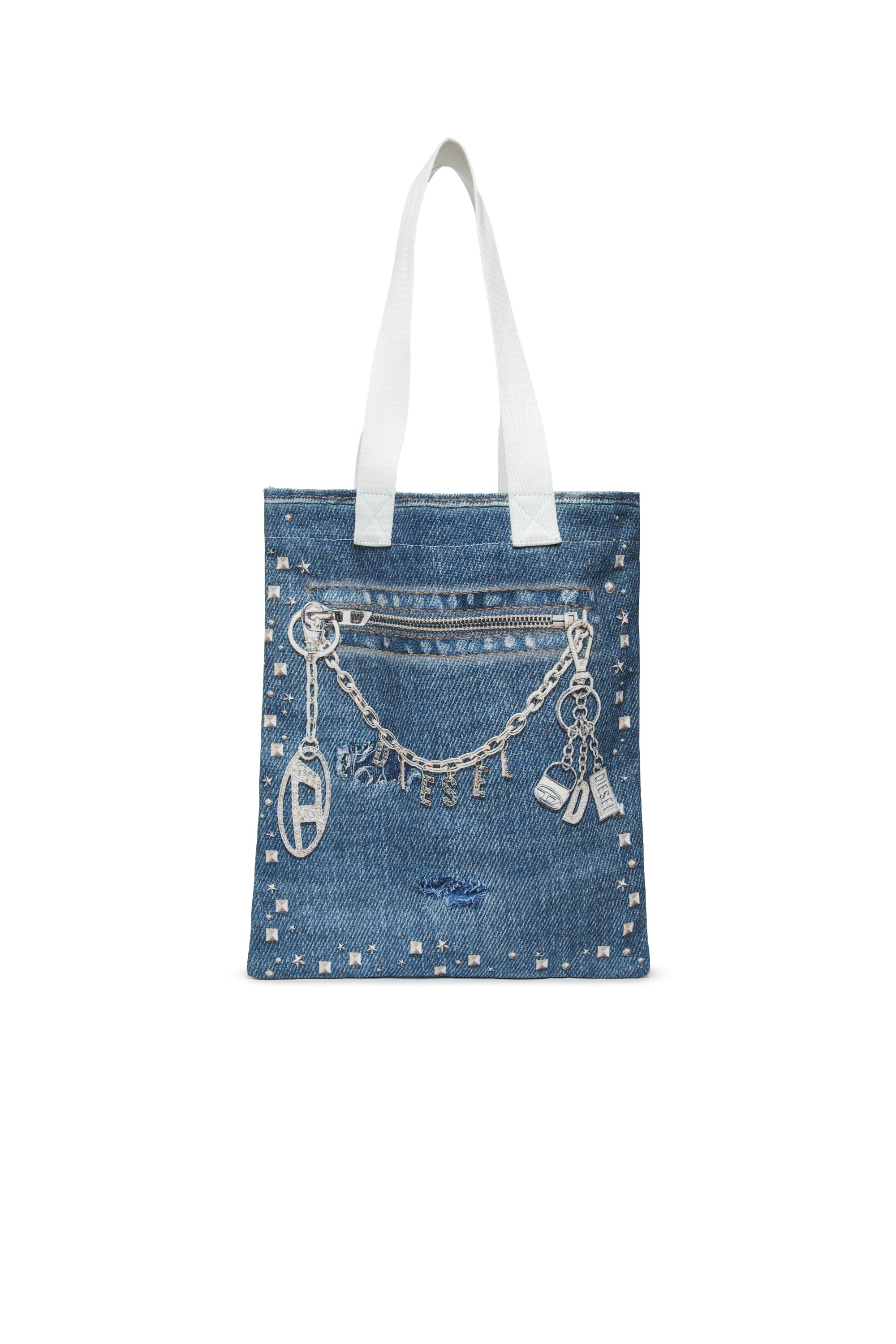Blue WRISY-Fabric bag with studs and prints