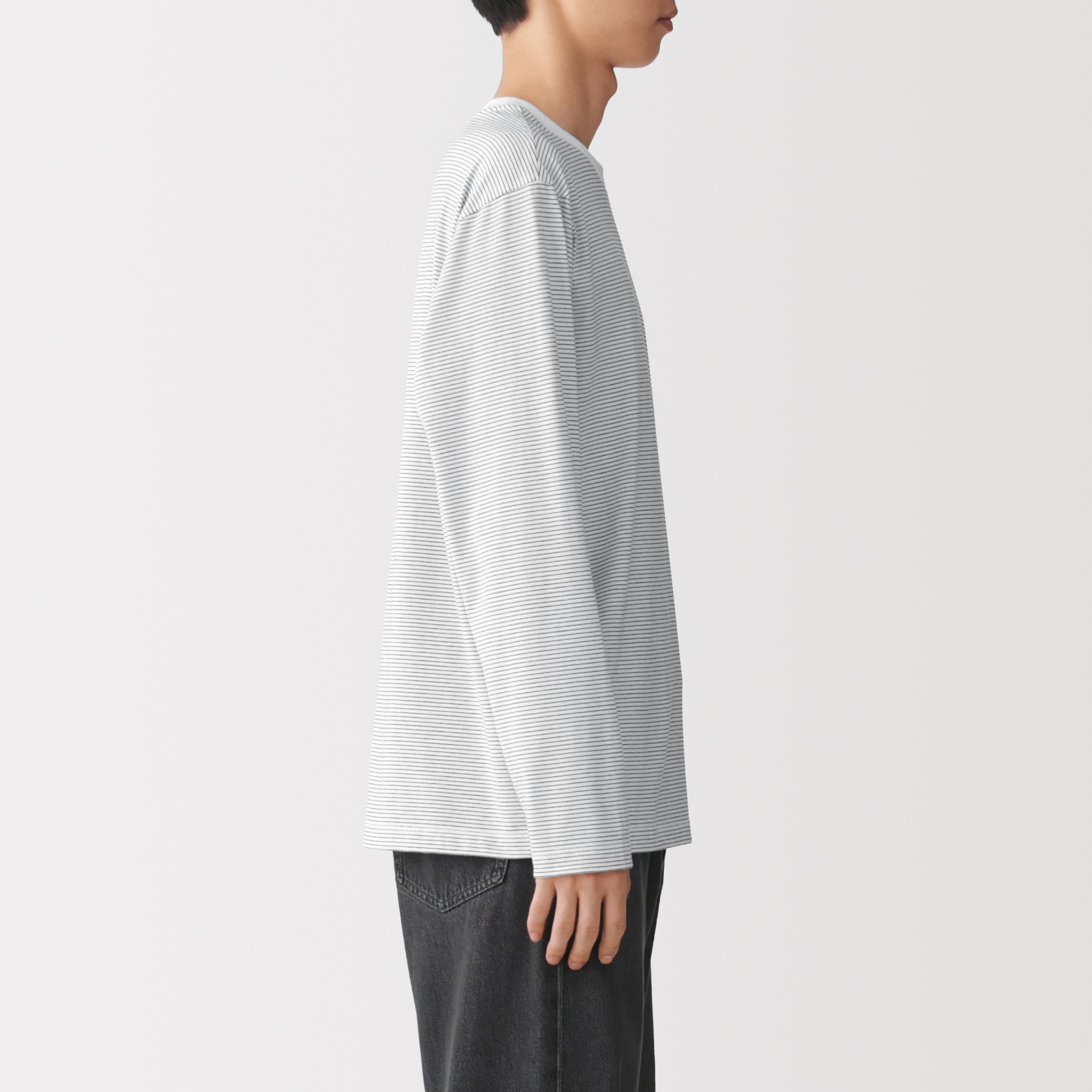 M's Jersey striped crew neck L/Slv T-shirt
