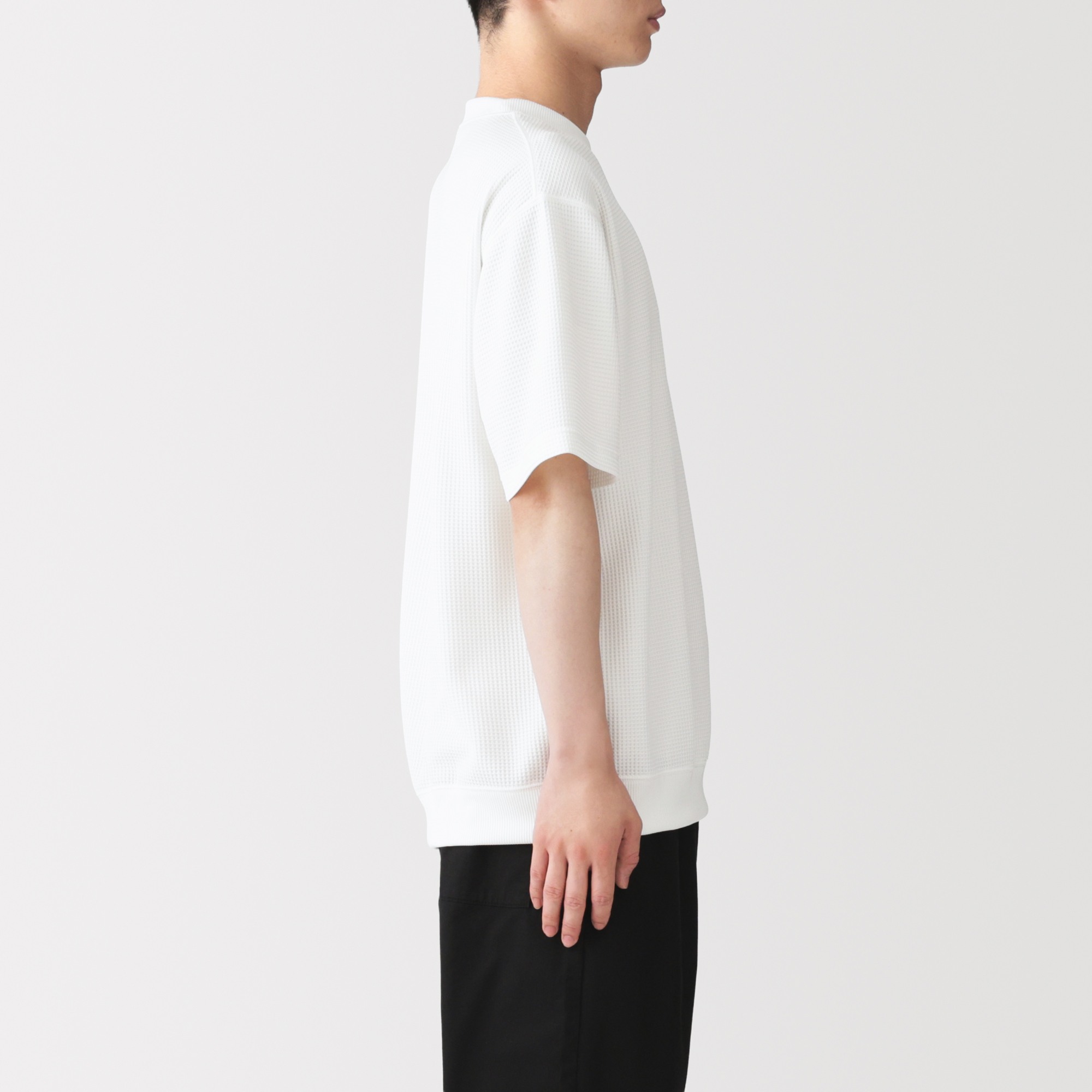 M's CIR waffle crew neck S/Slv T (OS)